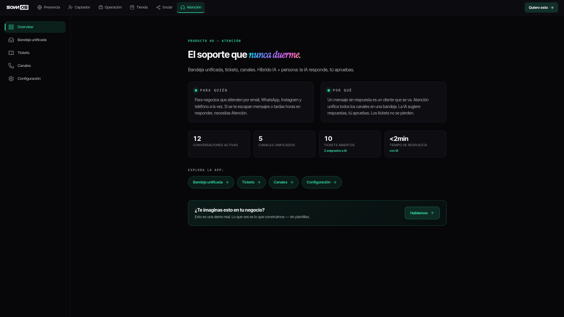 Atención: soporte multi-canal con IA + persona