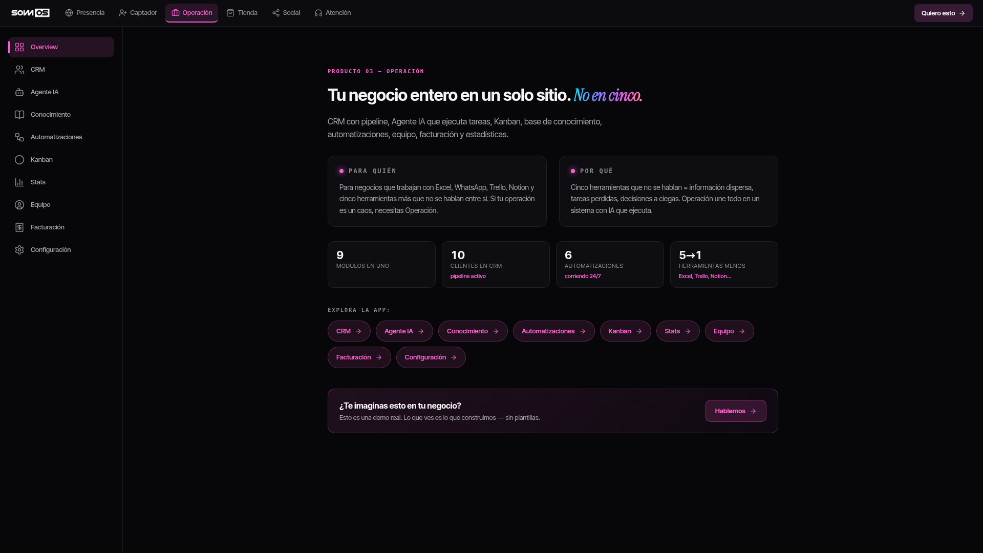 Operación: CRM + Agente IA que ejecuta tareas